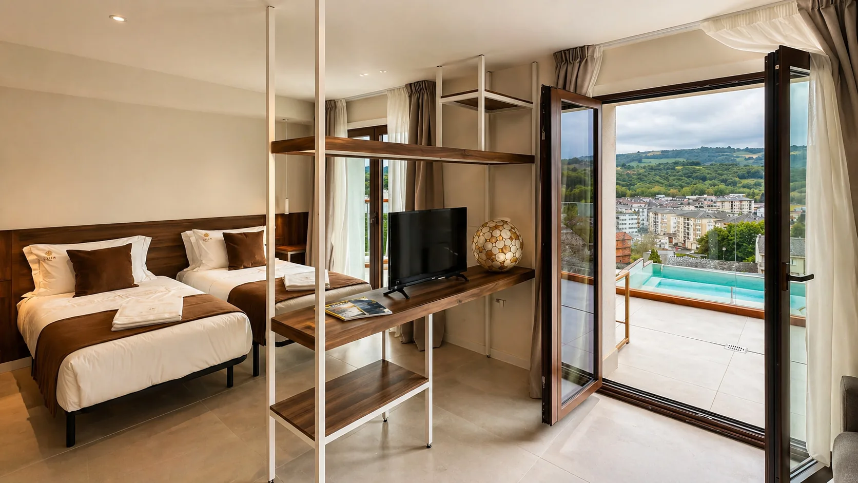 Dormitorio de la Suite Apartamento con Terraza del Hotel Kavia Sarria